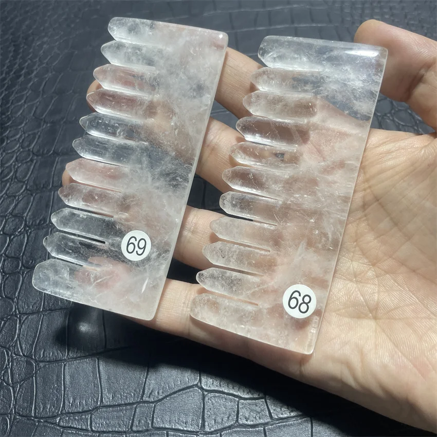 Natural Crystal Stone Comb Gua Sha Scraper Spa Acupuncture Head Therapy Jade Massager Hair Care Beauty Tool Head Scalp Massage T