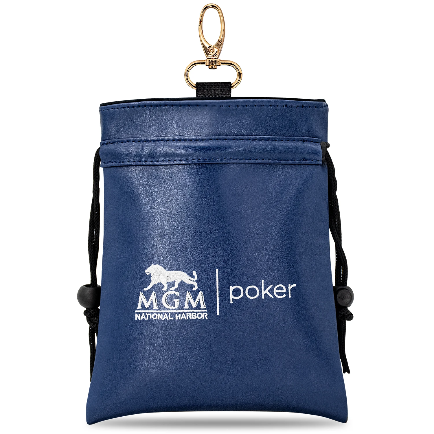 1PC Blue MGM Design Golf Bag with Drawstring Closure, Portable & Durable Faux PU Storage Bag for Golf Balls & Tees