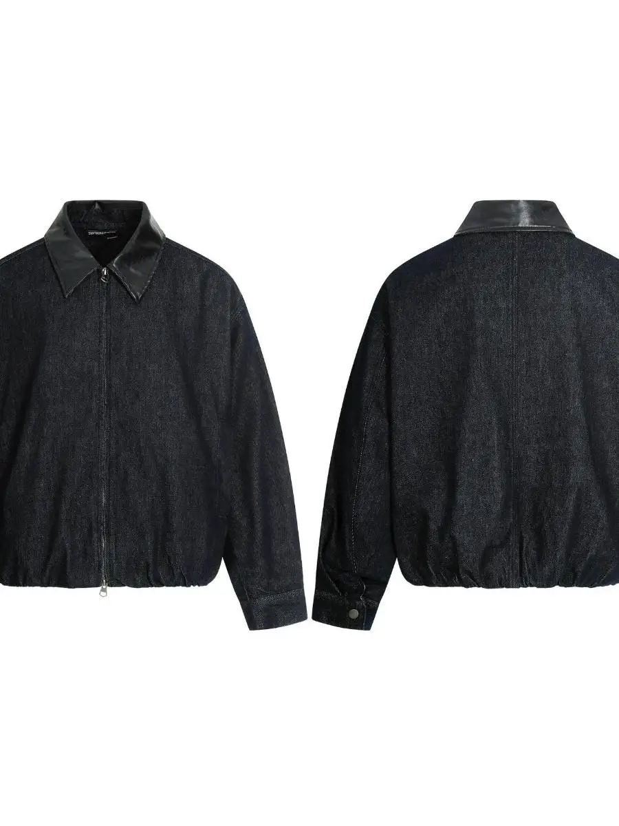 

Ретро-джинсовая куртка в американском стиле, мотоциклетная, с широким воротником, мужская, оригинального цвета, короткая верхняя одежда/пальто