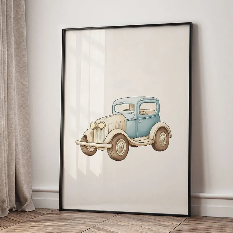 Hot Air Balloon Plane Tractor Train Car Wall Art Nordic Posters Painting Cartoon Pictures For Baby Kids Room Decor Canvas Prints