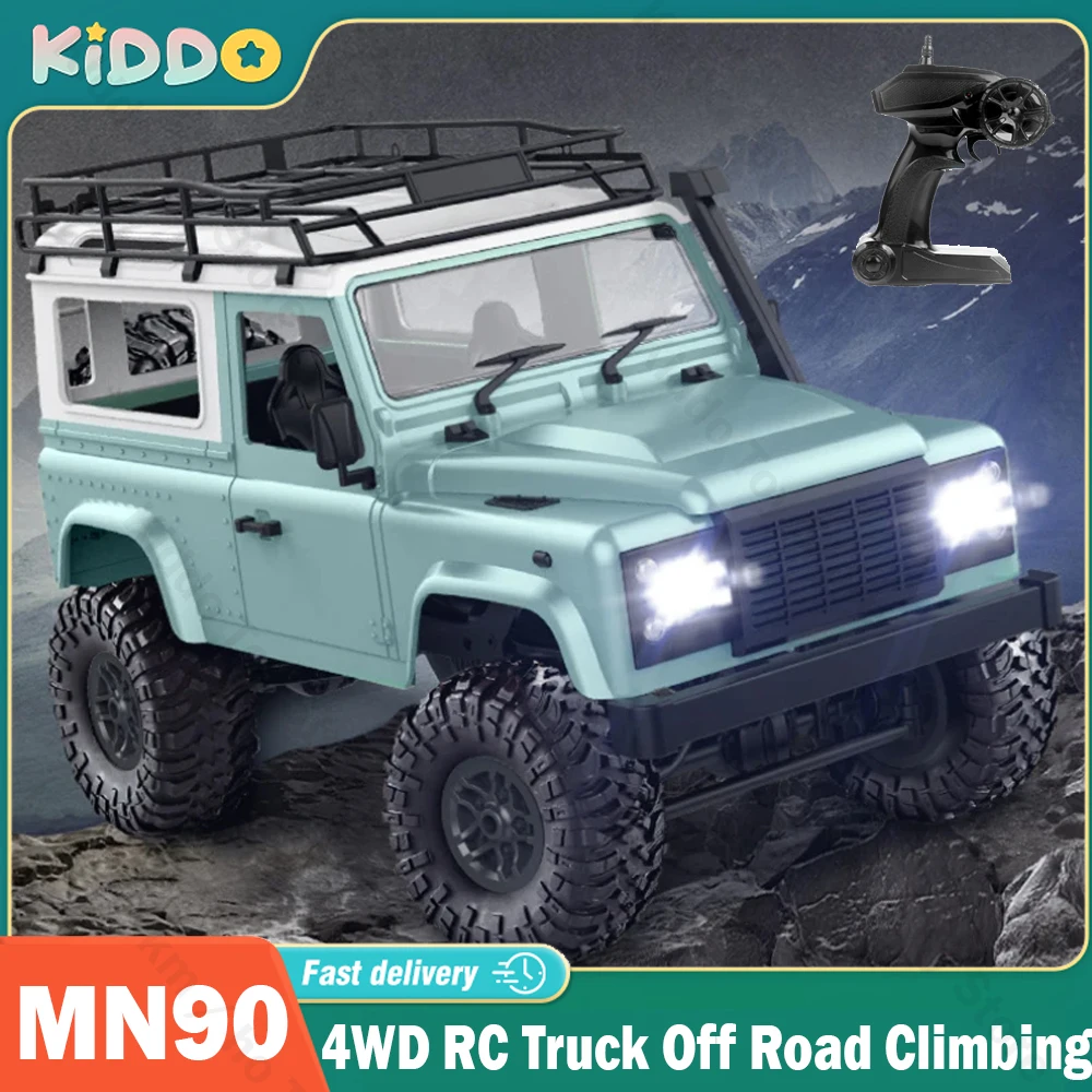 

MN90 1/20 4WD RC Truck Off Road Climbing Buggy Crawler Metal with Light Remote Control Car All Terrain Racing 2.4G Toys for Boys