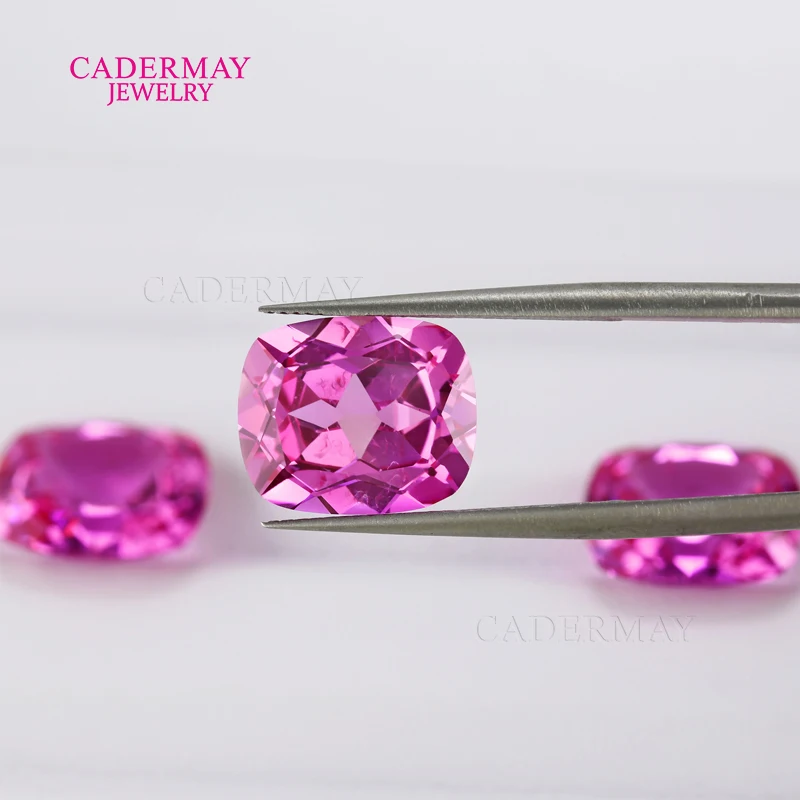 Elongated Cushion Shape Lab Grown Pink Sapphire Inclusions Synthetic Pink Color Sapphire Loose Gemstone for Jewelry Making