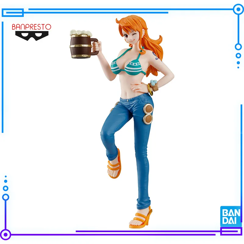 Bandai Original Genuine Banpresto One Piece Partners Let's Have A Party Nami 16cm Anime Girl Collections Model Toy Figures Gifts