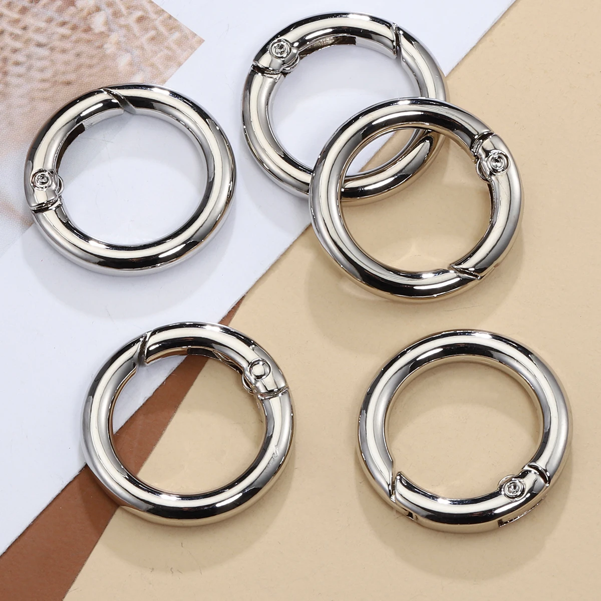 5pcs Spring Clasp Keychain Ring KC Gold Color Openable Round Carabiner Hook Buckle