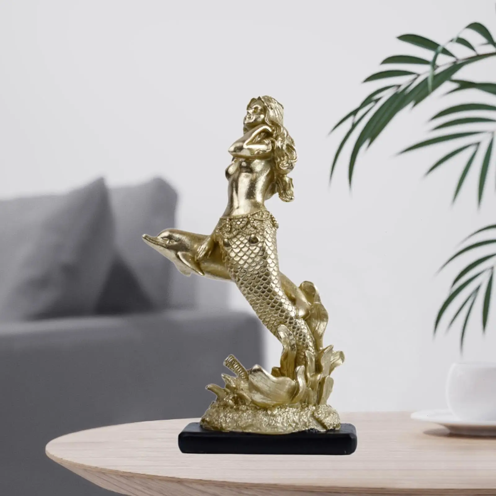 Mermaid Statue Sculpture Creative Gift Craft Centerpiece Tabletop Ornament Resin Figurine for Office Bedroom Living Room Home