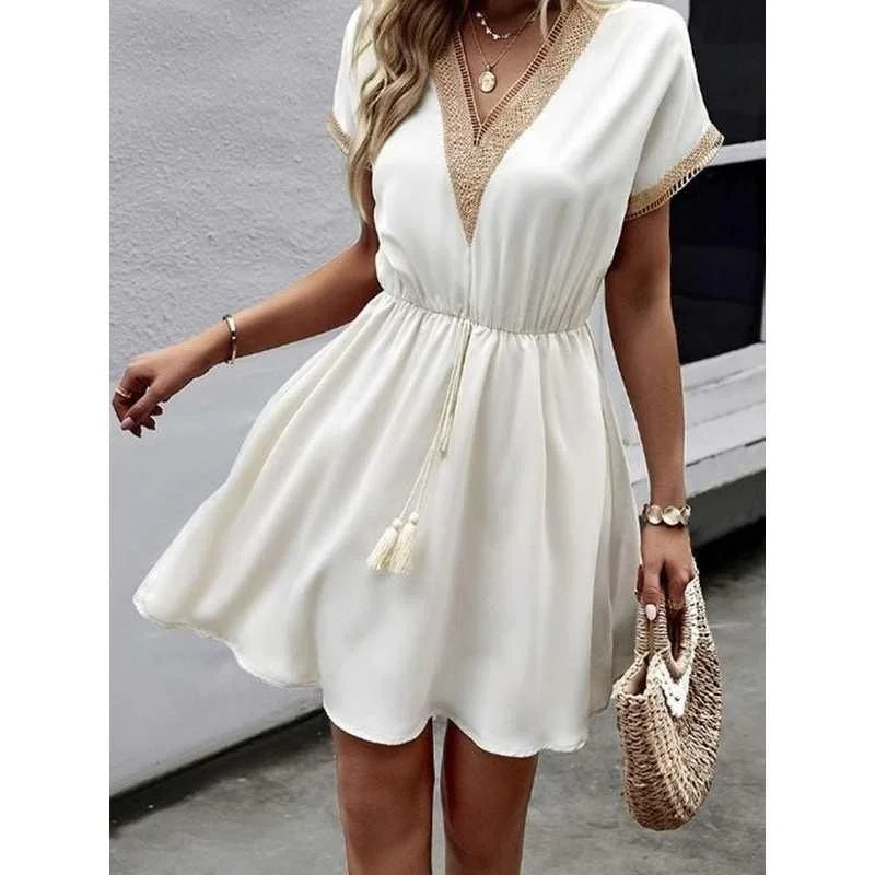 ヴィンテージ女性の夏のファッション-v-ネックドレス-2023-エレガントで上品なスタイル、ブランド登録番号なし-kh30796