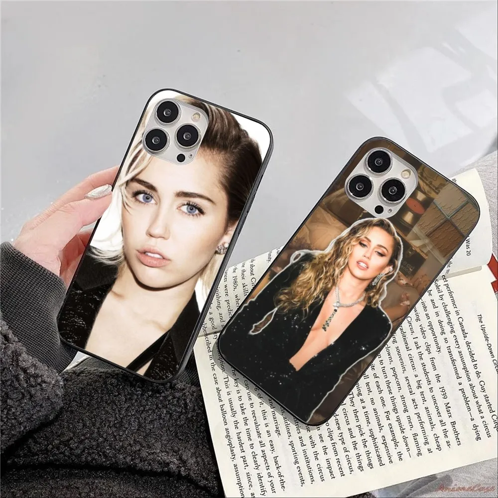 Cool Miley Cyrus Mobile Cell Phone Case for iPhone 15 14 13 12 11 XS X 8 7 6 Plus Mini Pro Max SE 2022 Black Phone Cover Funda