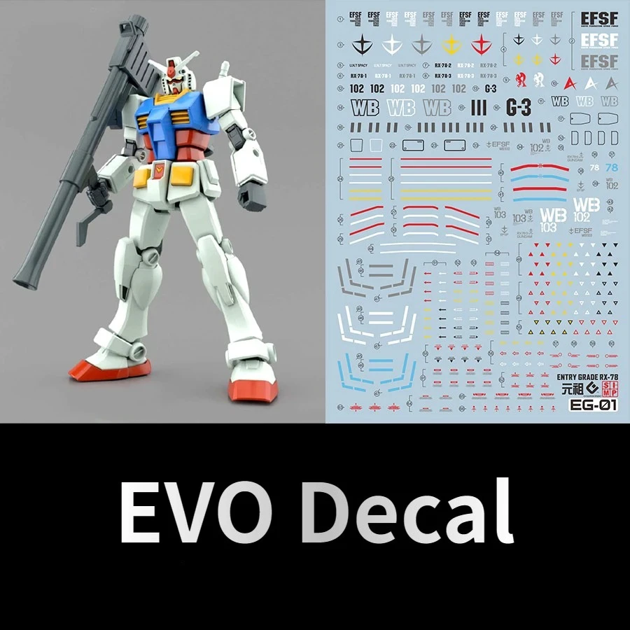 

EVO EG-01 Fluorescent Water Slide Decals for EG Entry Grade 1/144 RX-78-2 Model Kits Hobby DIY Detail Stickers Accessories