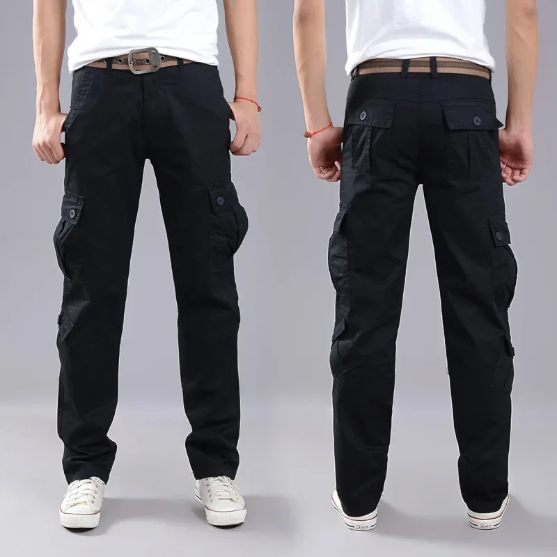 Pantalones Cargo militares para hombre, pantalón holgado con múltiples bolsillos, informal, de alta calidad