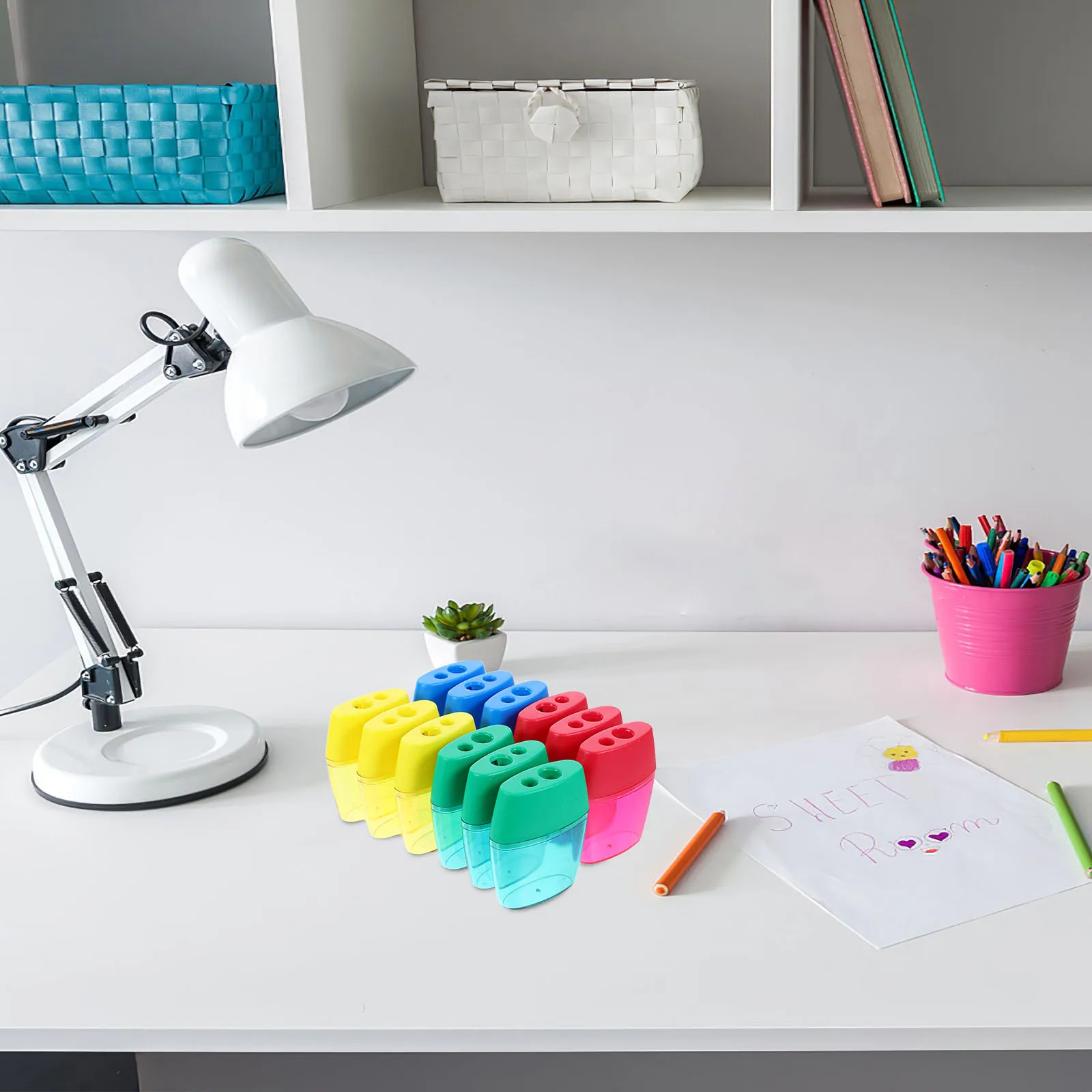 12Pcs Double Hole Plastic Manual Pencil Sharpener Portable Handheld Sharpener for Kids School Office Manual Pencil Sharpeners