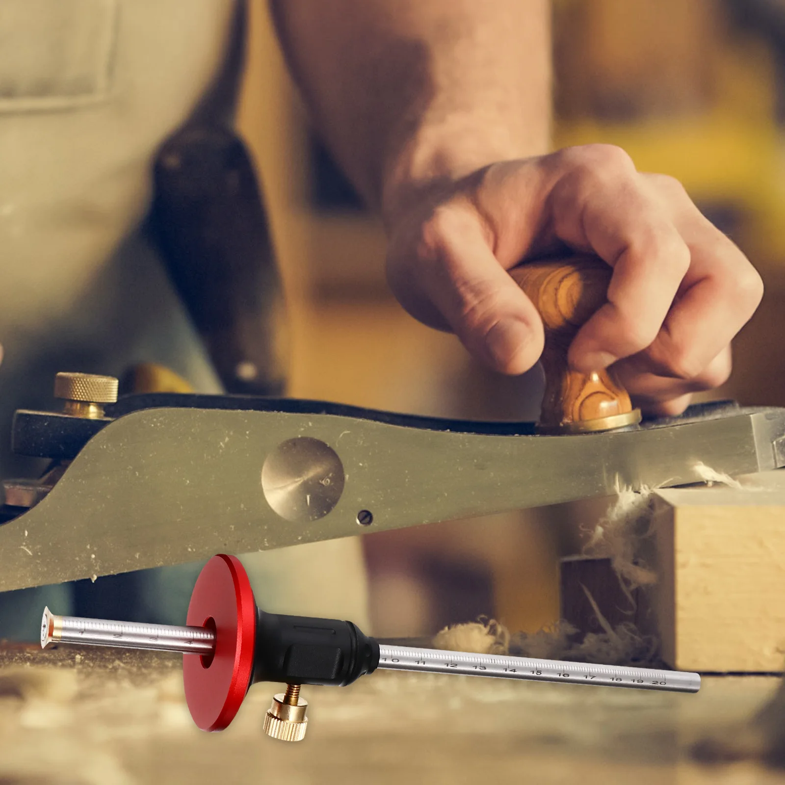 

Woodworking Marking Gauge Copper Body Graduated Ruler Metric Imperial Measurements Micro-Adjustable Fence Thumbscrew