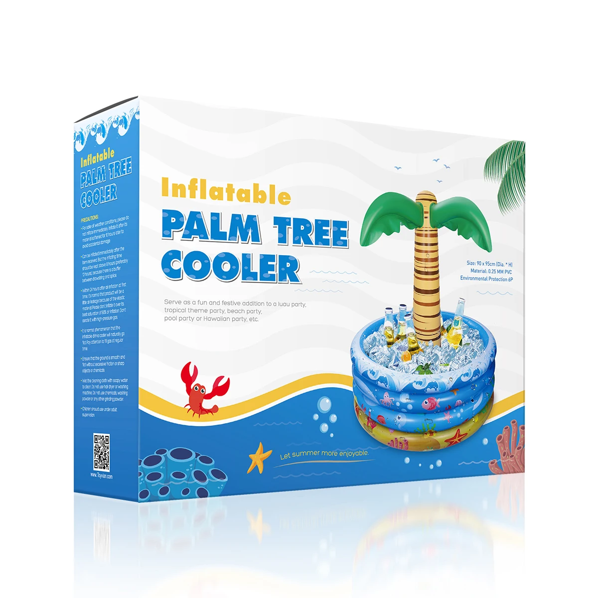 

90x95cm Inflatable Cooler Palm Tree Hawaiian Style Large Capacity Drink Chiller for Pool Beach Party Tropical Luau Summer