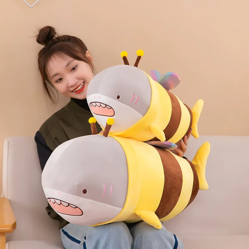 40/50/60/70cm Creative Cute Shark Bee Plush Doll Kawaii Soft Stuffed Pillow Girlfriend Surprise Gifts Home Furniture Decoration