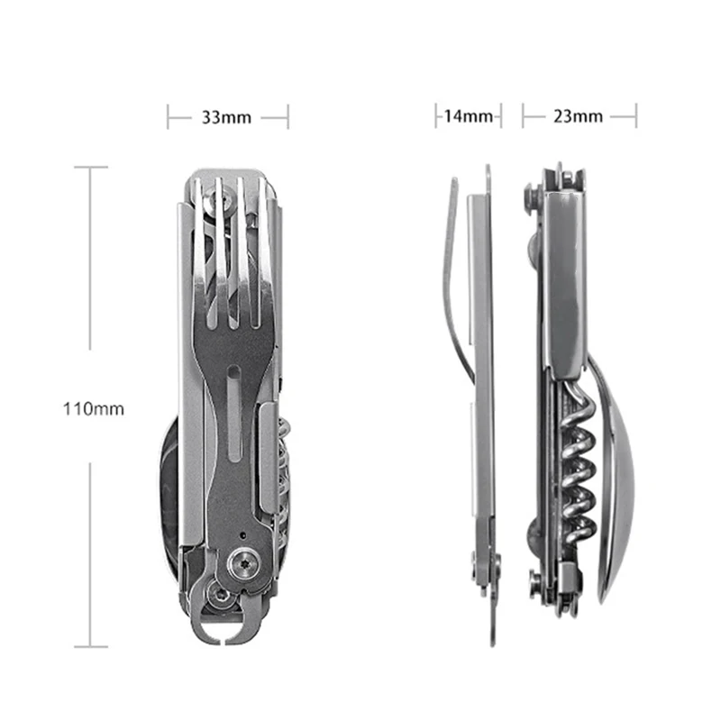 Camping Fork Spoon Multi-function Portable Knife Fork Spoon Bottle Opener Foldable Cutlery Camping Equipment