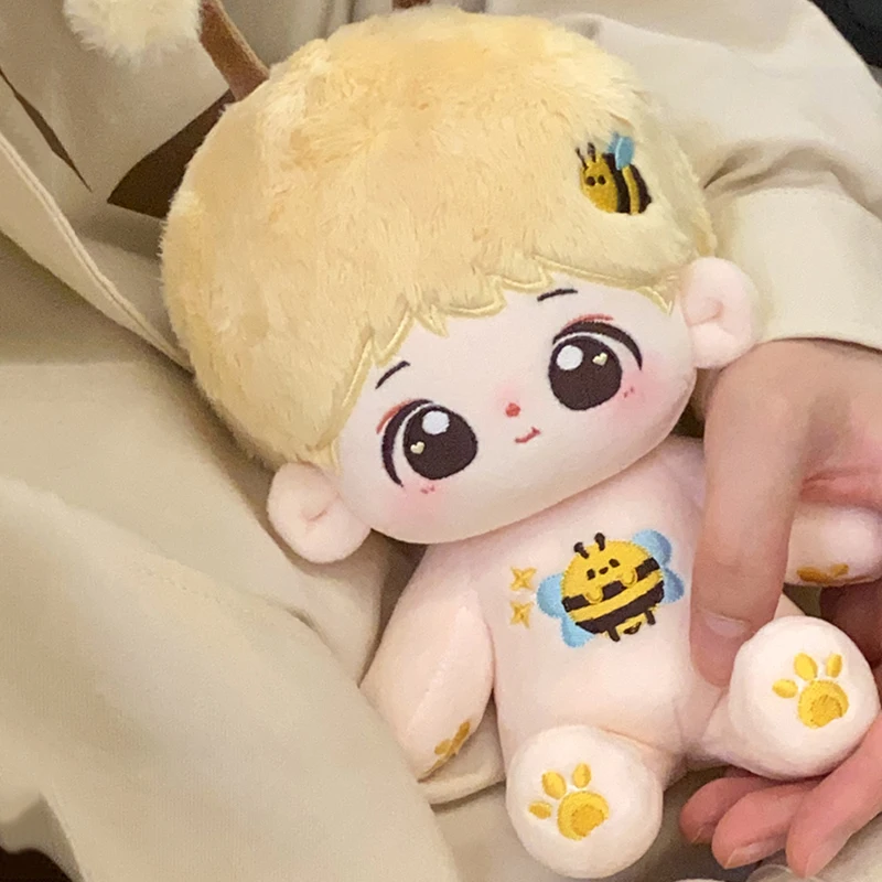 20cm Cute Fashion Cool Suit Bee Plush Idol Doll DIY Clothes Soft Stuffed No Attributes Boy Cotton Doll With Skeleton Gifts