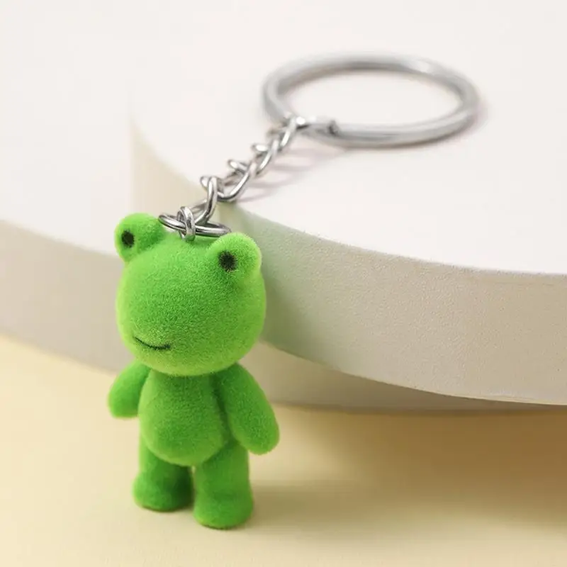 

1Pcs Flocked Little Frog Couple Phone Pendant Cute 3D Flocking Frog Keychain Car Keyring Earphone Backpack Charms Bag Decor