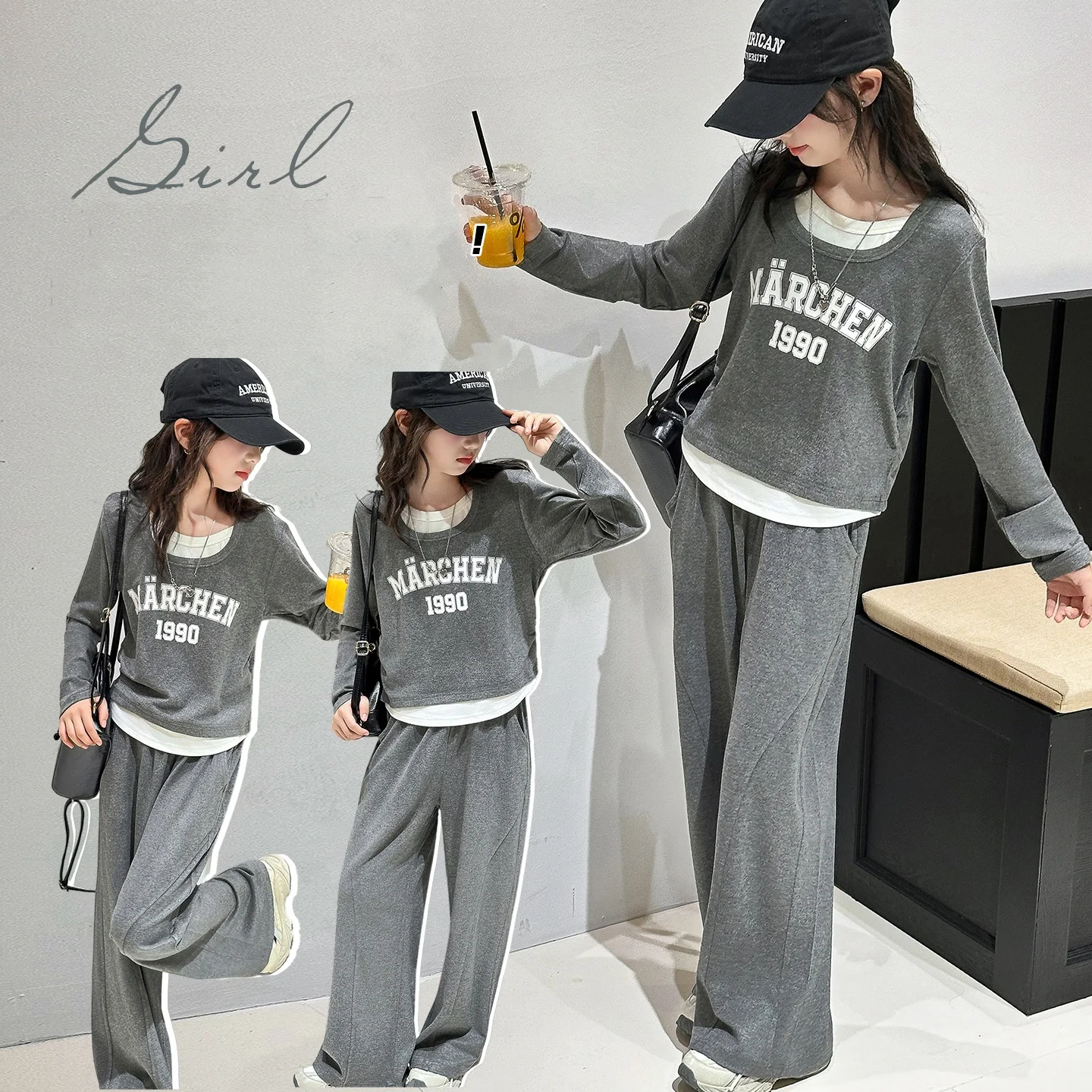 

Комплекты одежды для маленьких девочек, размер от 4 до 14 лет, комплект из 2 предметов: топ + штаны, нижняя одежда, костюм, детские осенние комплекты одежды для маленьких девочек, мода Y2K