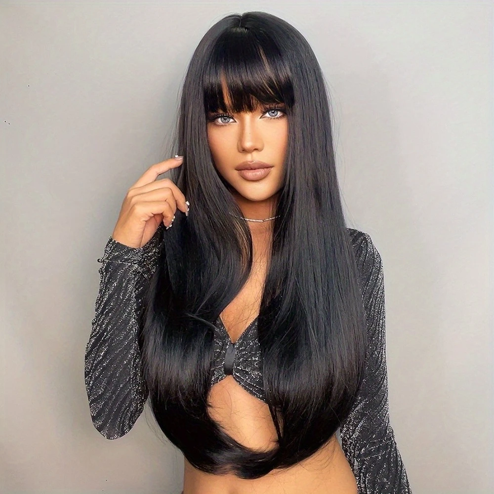 Hair Hair Wigs With 3X1 Middle 100% Human Bangs    RemyHuman Hair Wig Remy30Inch Wig  Part Lace Wig Straight