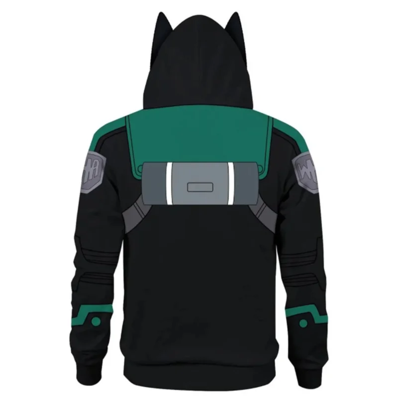 My Hero Academia Jacket for Boys MHA Hoodie Sweatshirt Izuku Midoriya Deku Ears Cosplay Costume Anime Hooded Halloween Men Coat