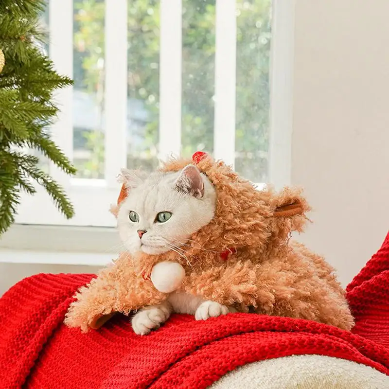 Gato capa inverno cão traje de pelúcia natal filhote de cachorro rena traje multifuncional inverno quente cães capa para o natal ano novo