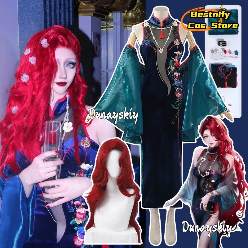 CosplayGame Path To Nowhere Cabernet disfraz de Cosplay vestido Cheongsam de estilo chino vestido Retro Cabernet peluca de juego de rol zapato Su