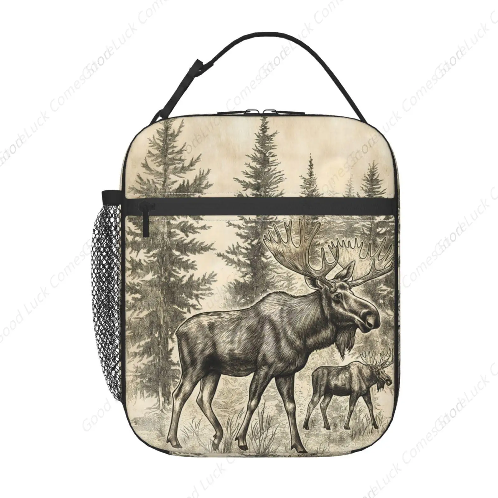 Rustic Wilderness Moose Lunch Box for Women Men, Insulated Lunch Box, Reusable Lunch Bag for Office, Work, Picnic, Travel