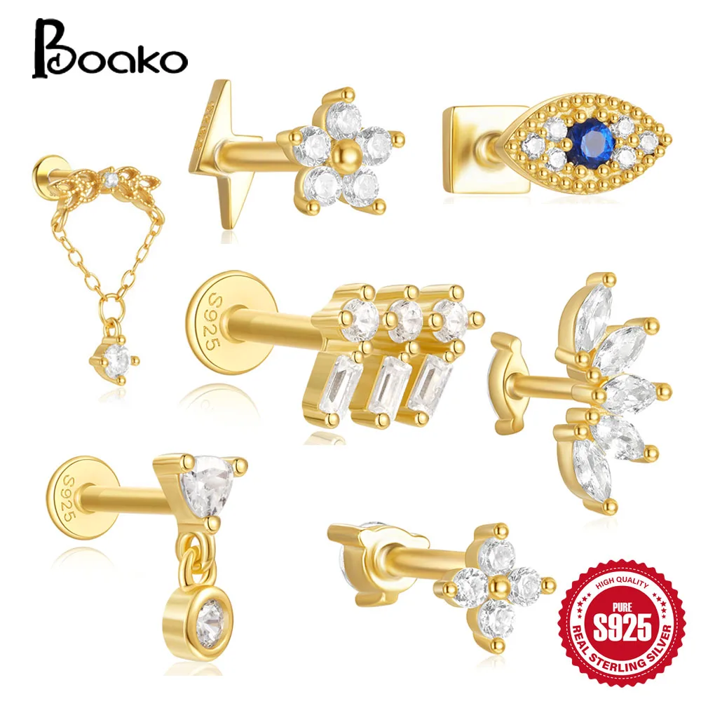 Женские серьги-гвоздики из серебра 100% пробы с фианитами