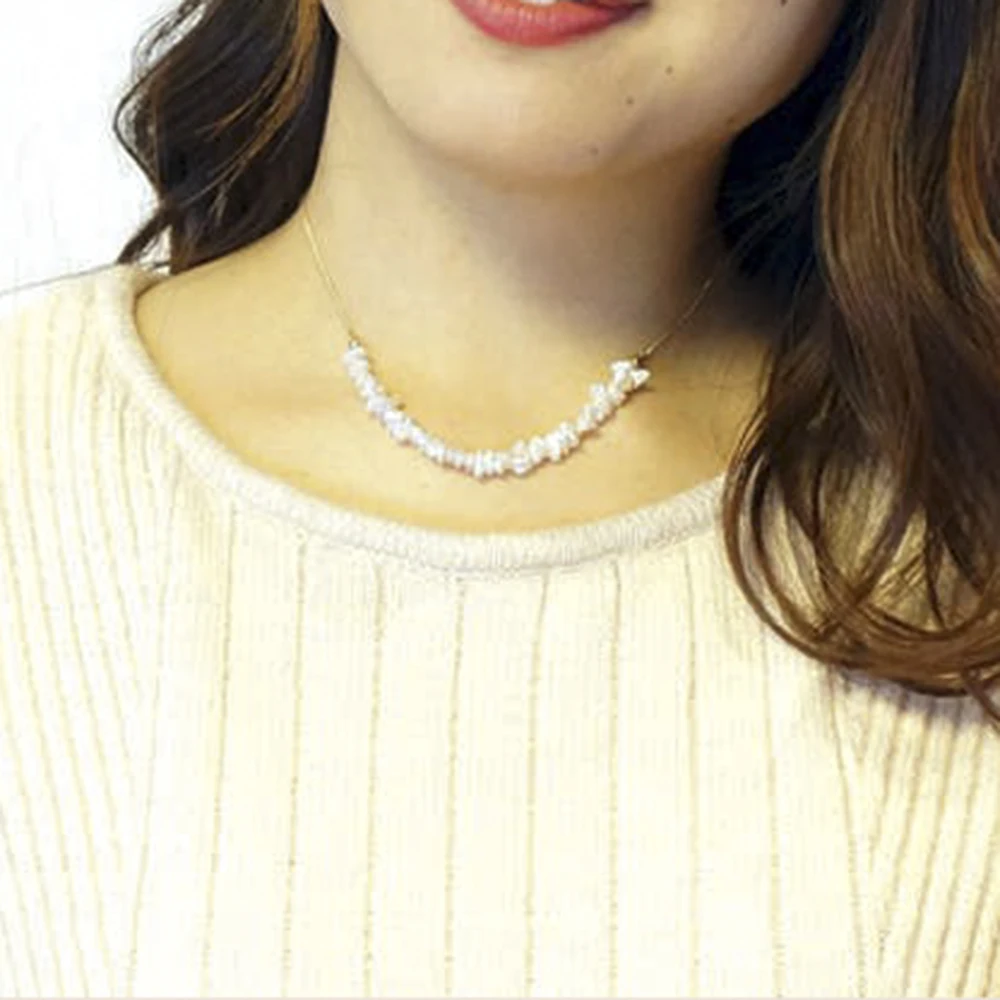

Necklaces 14K Gold Filled Choker Natural Freshwater Pearl Baroque Curved Charm Jewelry for Women Party Birthday Daily Gifts