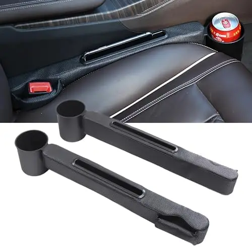 

Car Seat Gap Filler 2-Pack with Storage & Cup Holder – Black
