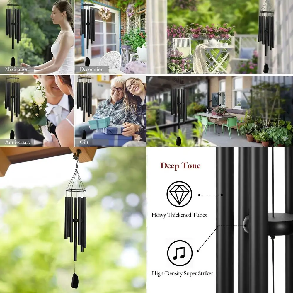 

47 Outdoor Deep Tone Wind Chimes with 7 Tubes, Rustproof Aluminum, Ideal for Memorials, Gardens, Patios