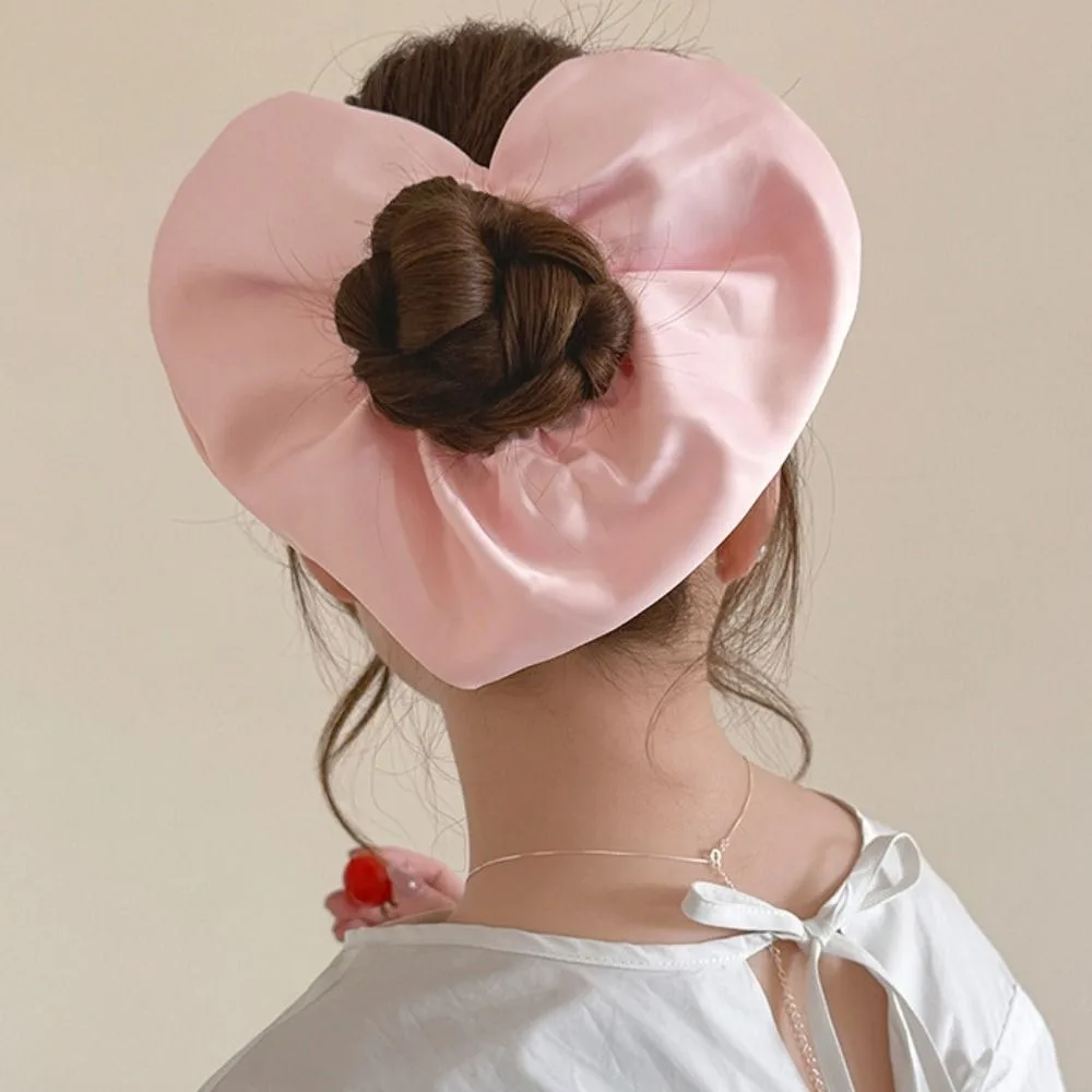 

Heart Shape Heart Hair Rope Love Oversize Large Satin Hair Scrunchies Ponytail Holder Korean Style Ponytail Elastic Rubber Band