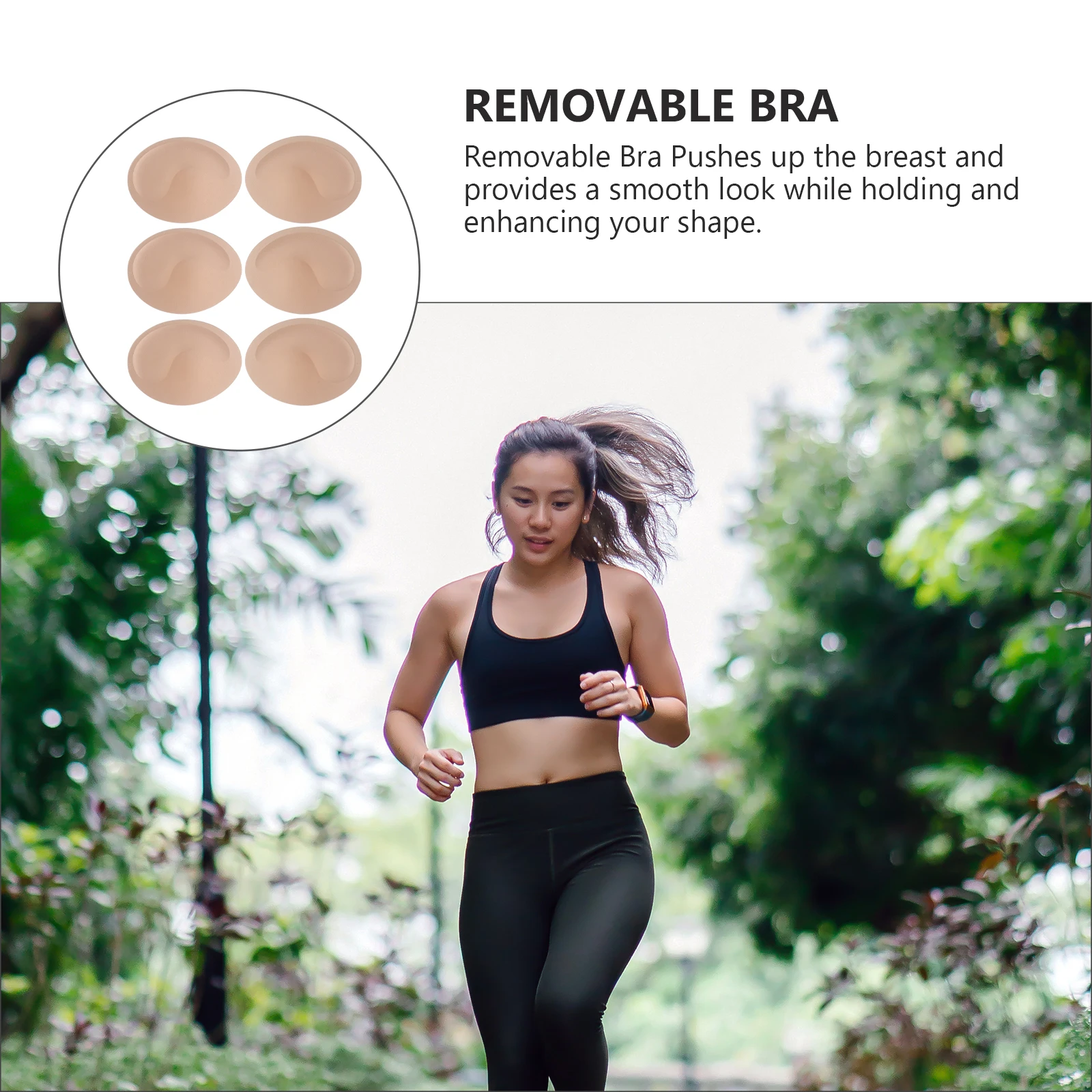 

3 Pairs Skin Color L Size Bra Chest Pad Sponge Inserts for Sports Yoga Bikini Invisible Cups Lightweight Breathable