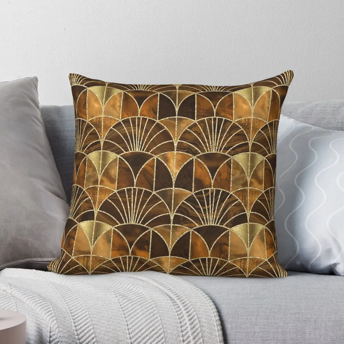 Splendide housse de coussin carrée de luxe élégante en polyester, lin et velours, imprimée, avec fermeture éclair, pour canapé, 18 pouces