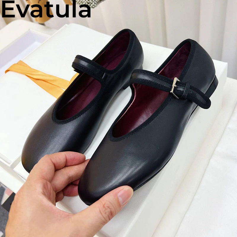 2024 Summer Round Toe Ballet Flat Shoes Women Genuine Leather Single Shoes Comfort Mary Janes Ladies Casual Loafers Shoes Mujer