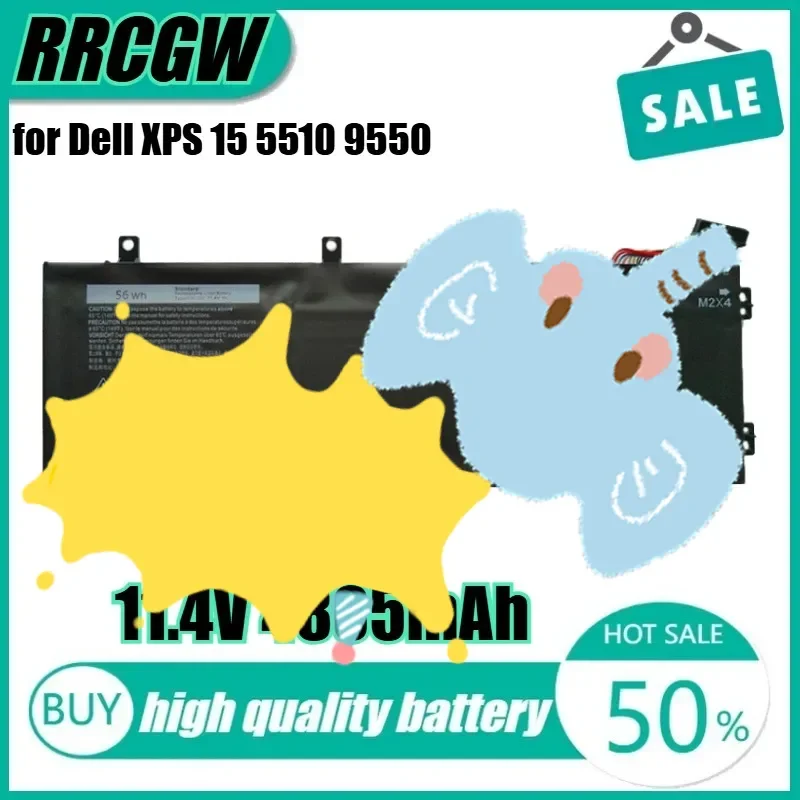 

11.4V 56Wh 4865mAh RRCGW Laptop Battery for Dell XPS 15 5510 9550 62MJV M7R96 05D91C 5510