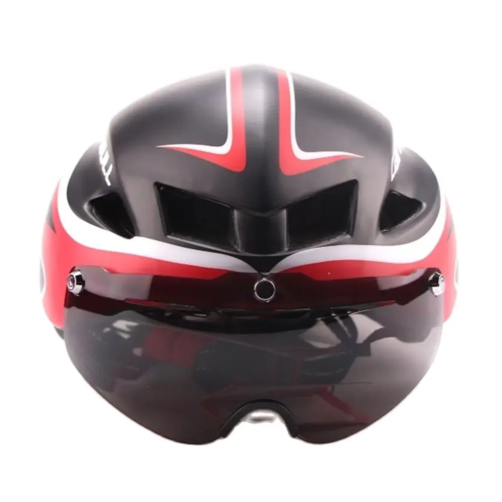 2024 New Aero TT Road Bicycle Helmet Goggles Racing Cycling Bike Sports Safety TT Helmet in-mold Road Bike Cycling Goggle Helmet