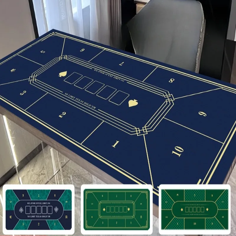 80x40cm Texas Hold'em Poker Mat Rectangle Rubber Table Mat Portable Poker Table Top Layout for Chess Cards Mahjong Game Chips
