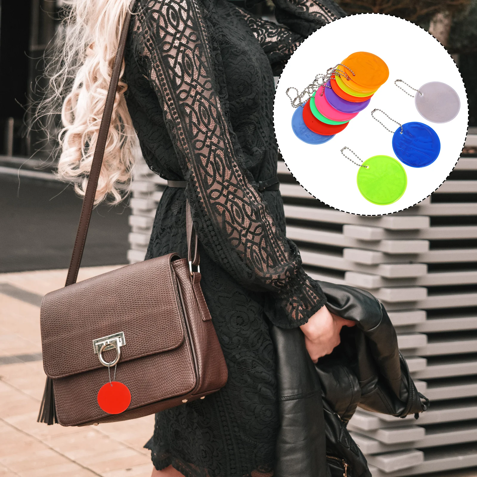 

24 Pcs Reflective Pendant Backpack Sheet Keychain for Running Pvc Pendants Cycling