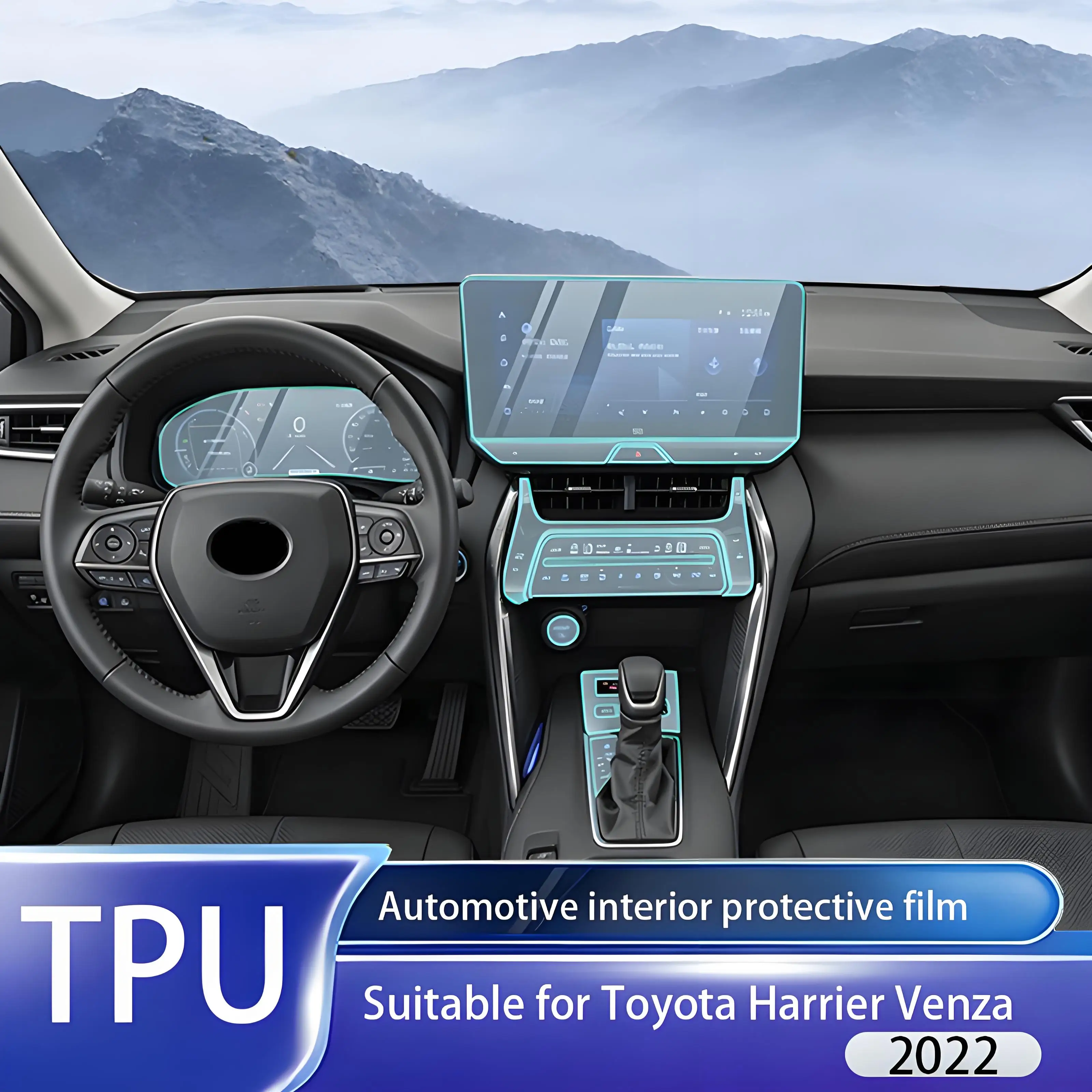 

Fit for Toyota Harrier Venza 2022 TPU Transparent Anti-Scratch Waterproof Interior Dash Nav Door Panel Decor Protective Film Set