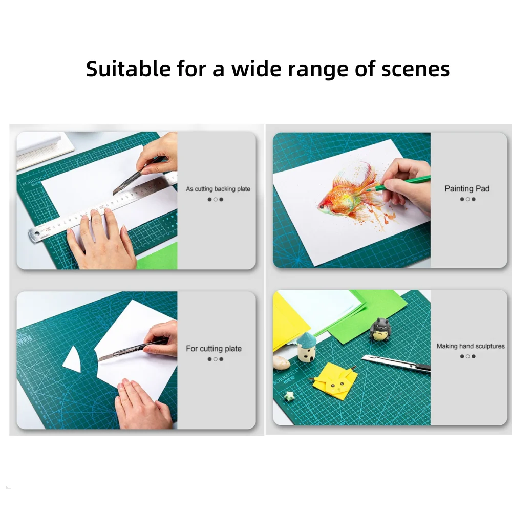Borrence A4 A5 Cutting Mat Self Healing for Art Crafts Paper Cutting Engraving Leather Double Sided Grid Handmade Cutter Board