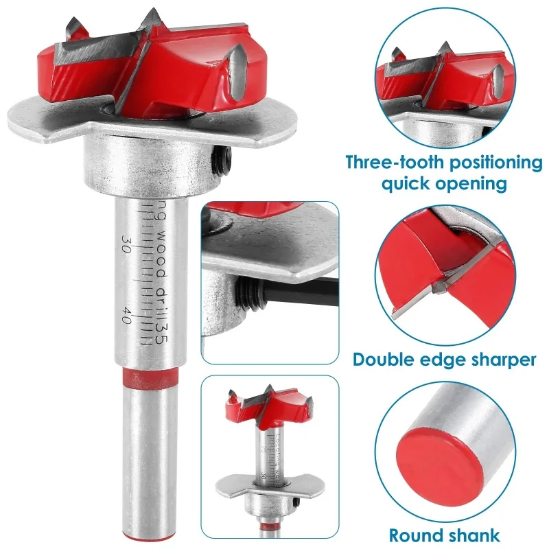 Hinge Hole Drilling Jig kit 35mm Concealed Drilling Guide Tool Woodworking Hole Opener Locator for Door Window Cabinet Carpentry