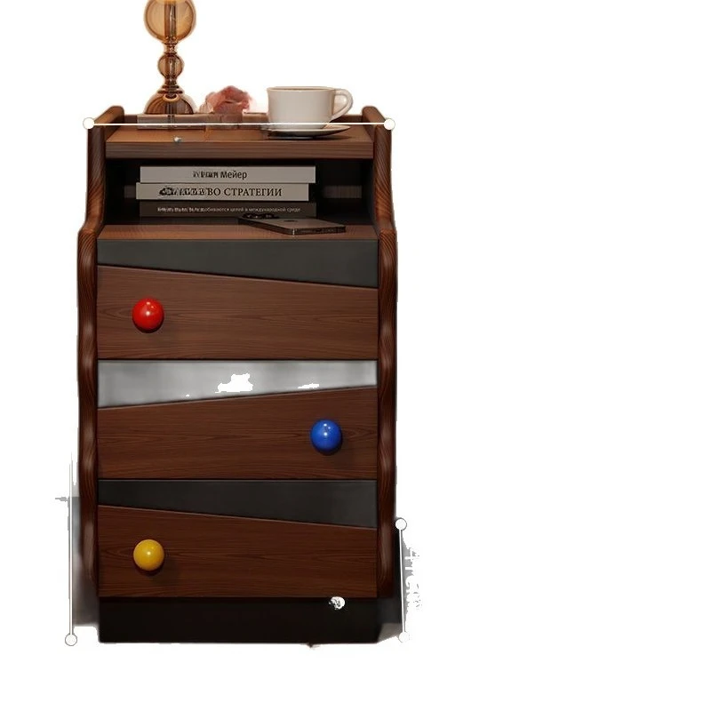 

Medieval style solid wood extremely narrow bedside table bedroom 20cm side cabinet creative three-layer retro