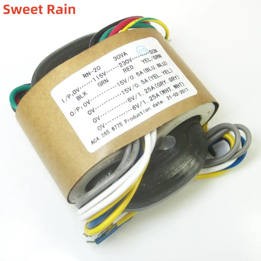 프리앰프 DAC 앰프 DIY용 R 코어 변압기, 30VA 30W, 15V * 2 + 6V * 2, 1PC