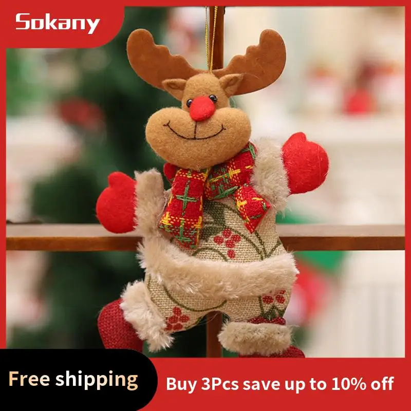 A59E-حلي عيد الميلاد ، ديكور معلق لعيد الميلاد سانتا كلوز ثلج-دمية دب الرنة شجرة عيد الميلاد الحلي لديكور الحفلات Dur