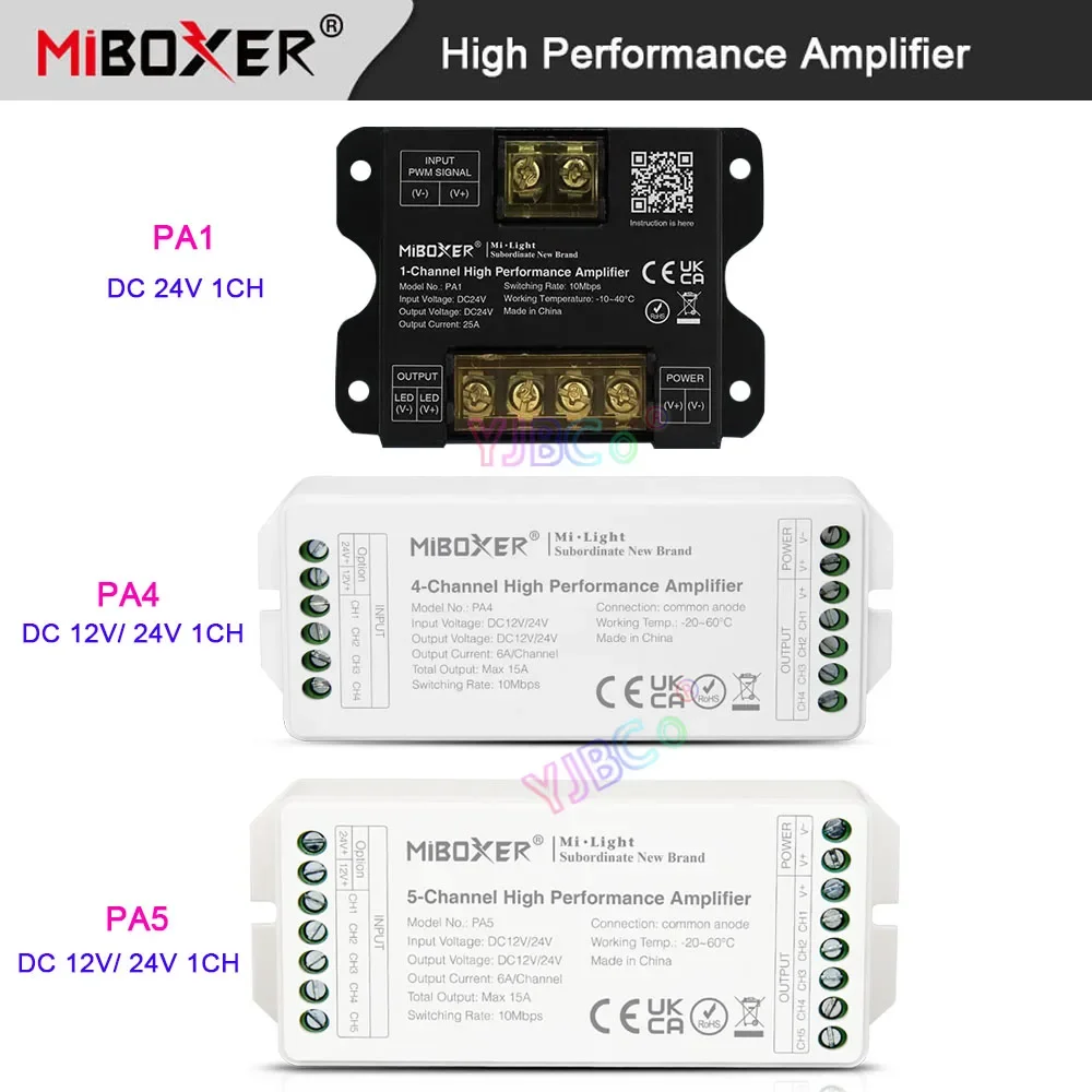 

Miboxer 1CH 4CH 5CH Channel High Performance Amplifier 12V 24V 15A 25A Common anode for PWM type LED controller optical coupler