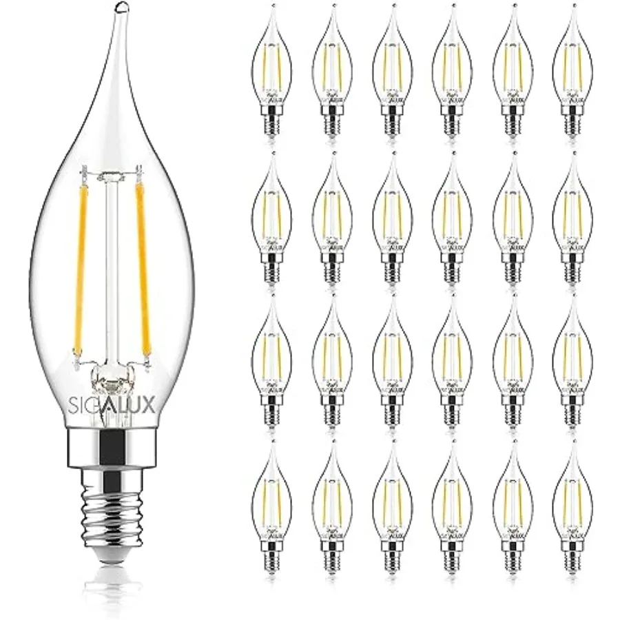 

E12 LED Bulb Candelabra Base 60 watt LED Chandelier Light Bulbs Dimmable, Flame Tip Candelabra LED Bulbs, 4.5W, 500LM 5000K, CA