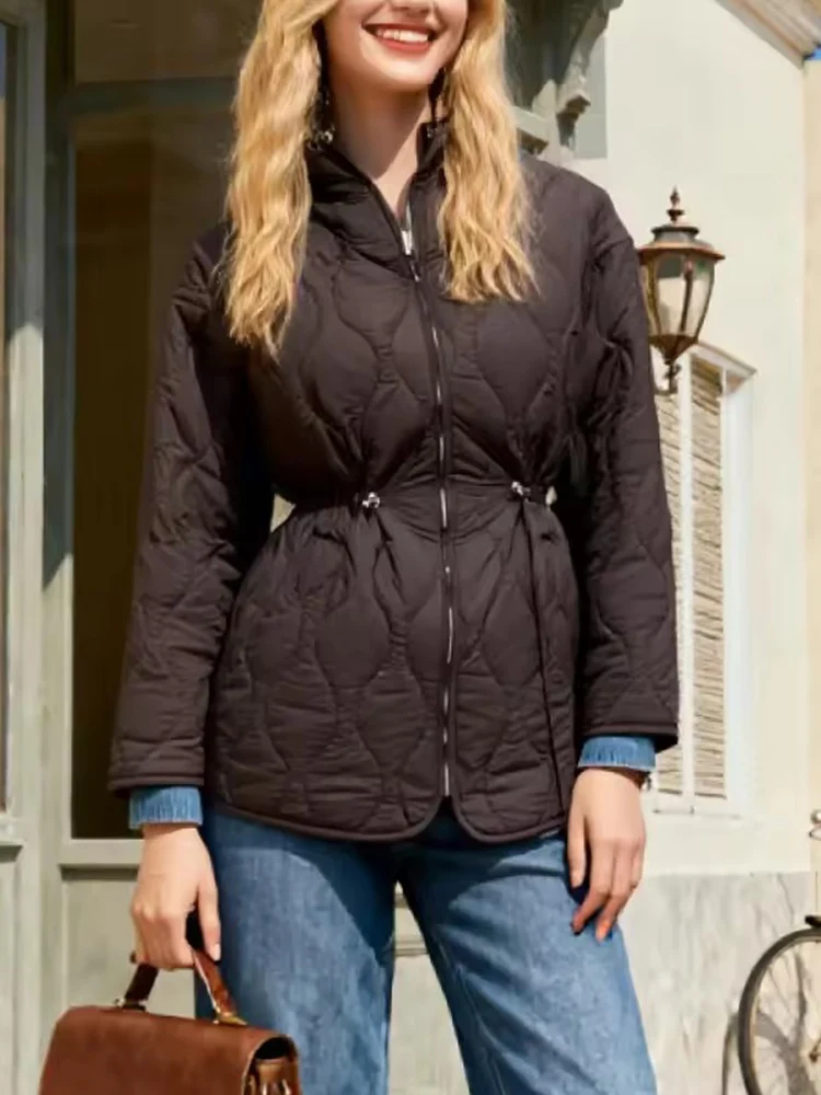 

2025 зимняя куртка для женщин, водонепроницаемая парка с капюшоном и поясом, женская куртка с длинными рукавами, женская модная уличная новая верхняя одежда