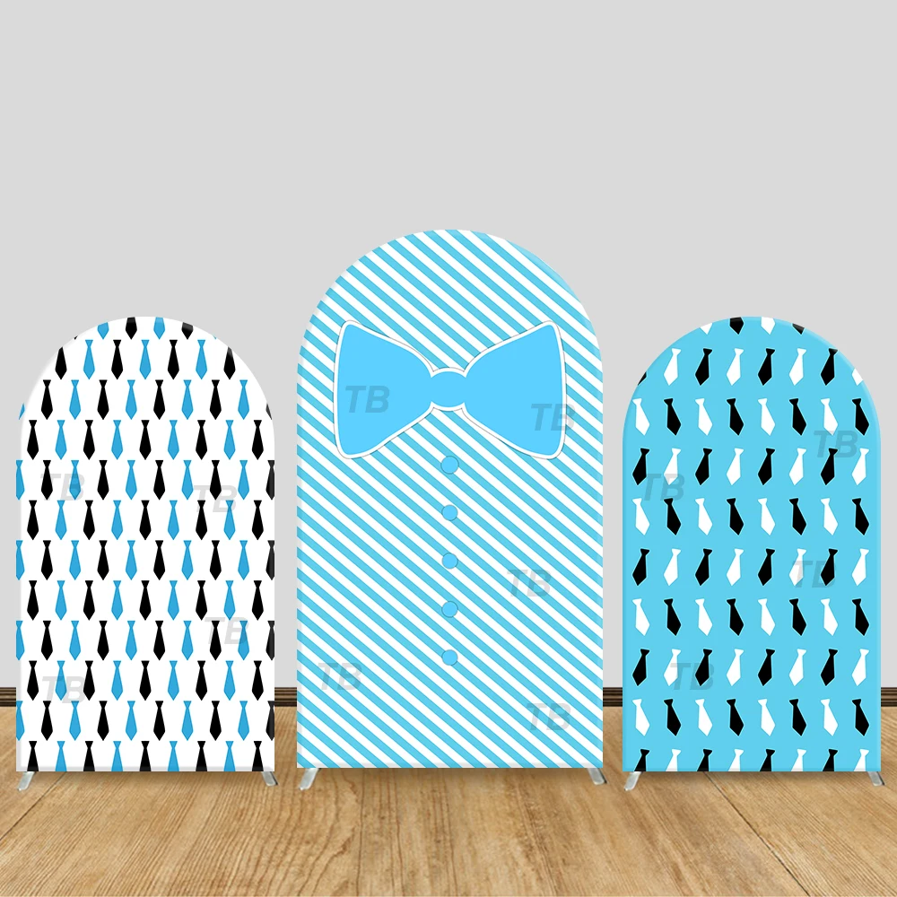 

Blue Bow Tie Theme Arch Backdrop Cover Gentleman Style Celebration Photo Booth Reusable Decor Prop for Shoot Background