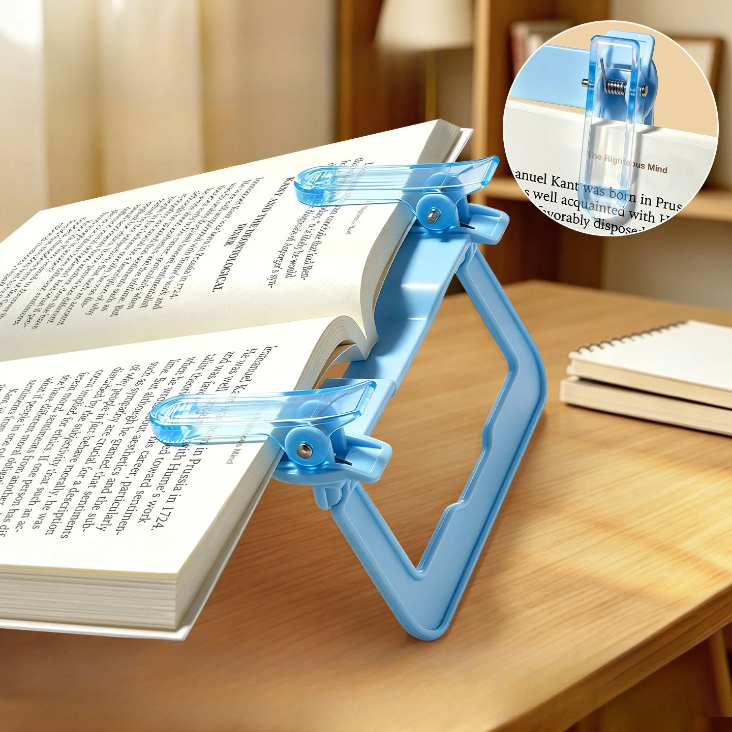 1pc Folding Book Holder, Thick and High-quality PP Reading Stand, Double-head Clamps, Gift for Reading Enthusiasts