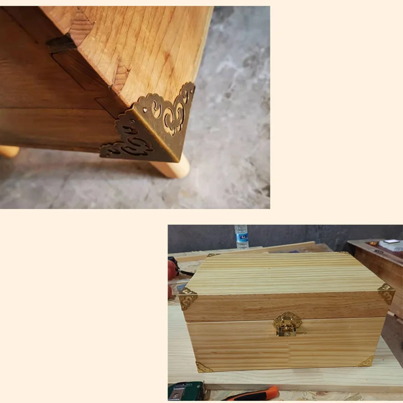 Antique Chinese pure brass decorative furniture copper accessories package corner protection three-sided bread corner